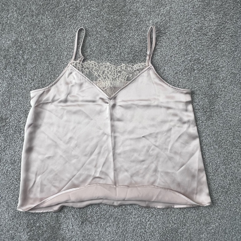 LOFT Satin Camisole with Lace Detail - Champagne